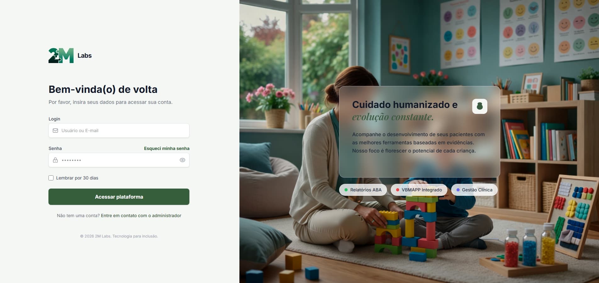 Interface do Simplifica ABA — gestão inclusiva, PEI e acompanhamento em instituições