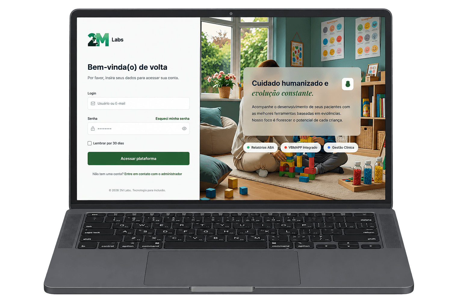 Mockup em notebook do Simplifica ABA